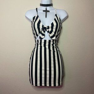 forest ink beetle striped tie front dress